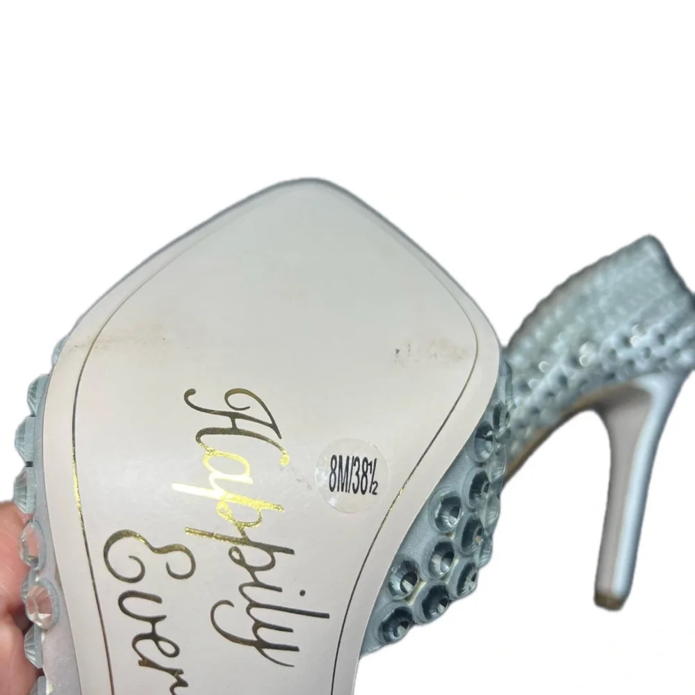 Jessica Simpson Rhinestone Heels 8.5 Silver Bridal Stiletto Glam - Picture 6 of 11